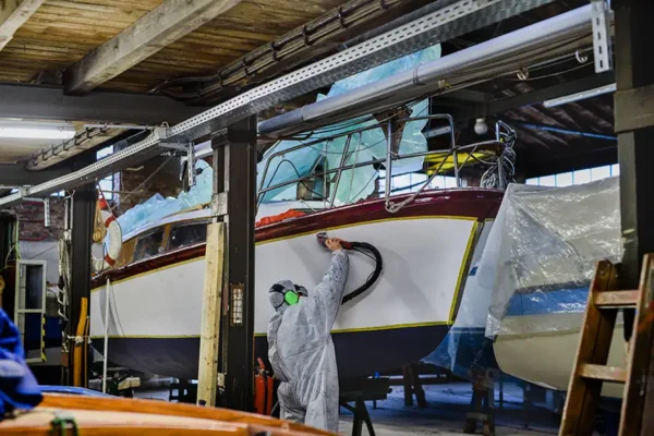 A man working on a boat