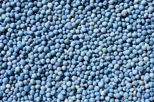 A blue pile of fertilizer