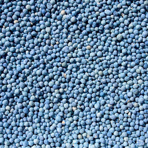 A blue pile of fertilizer