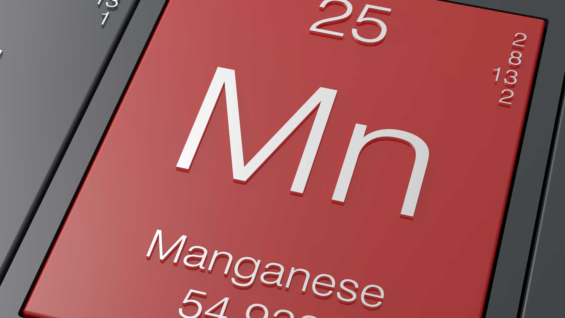 Red manganese symbol from the periodic table.