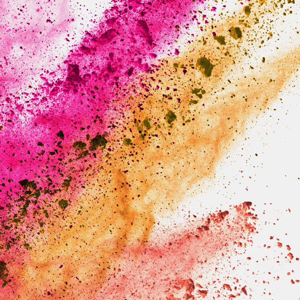 Pink, yellow, and red paint being splattered