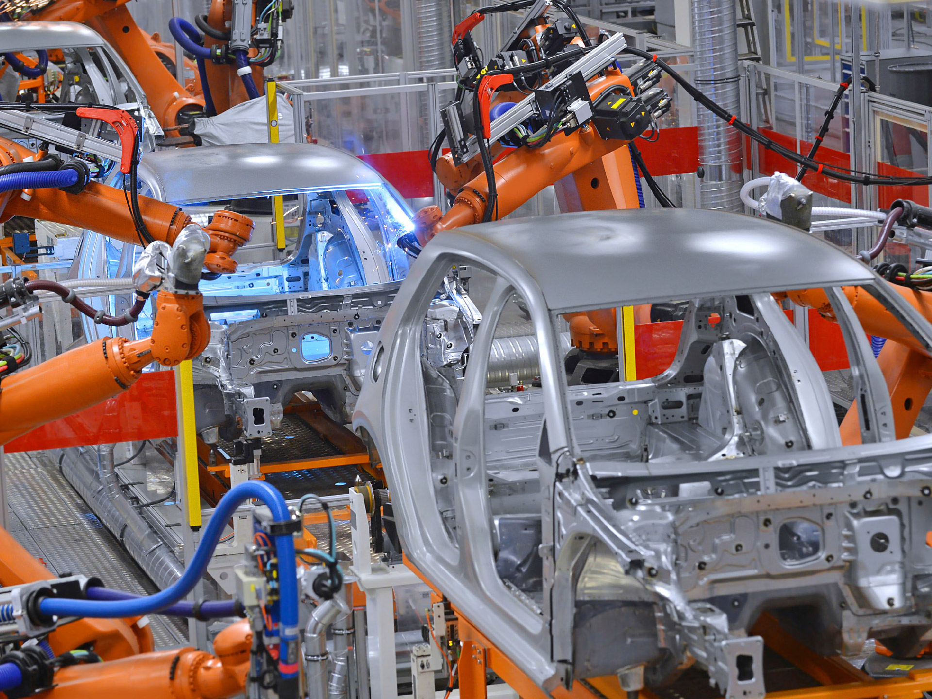 Car assembly line in need of automotive manufacturing fume collection