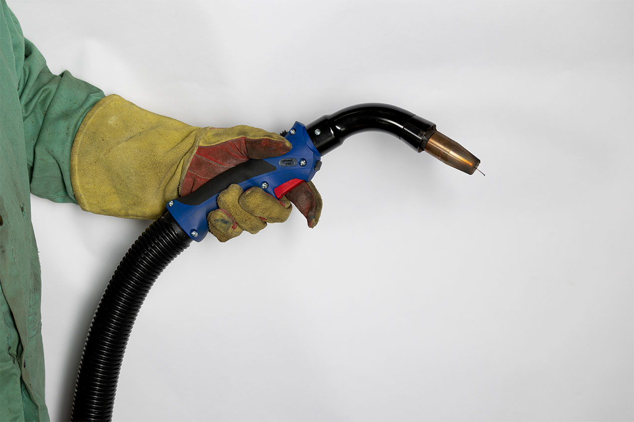 mig fume gun and yellow glove